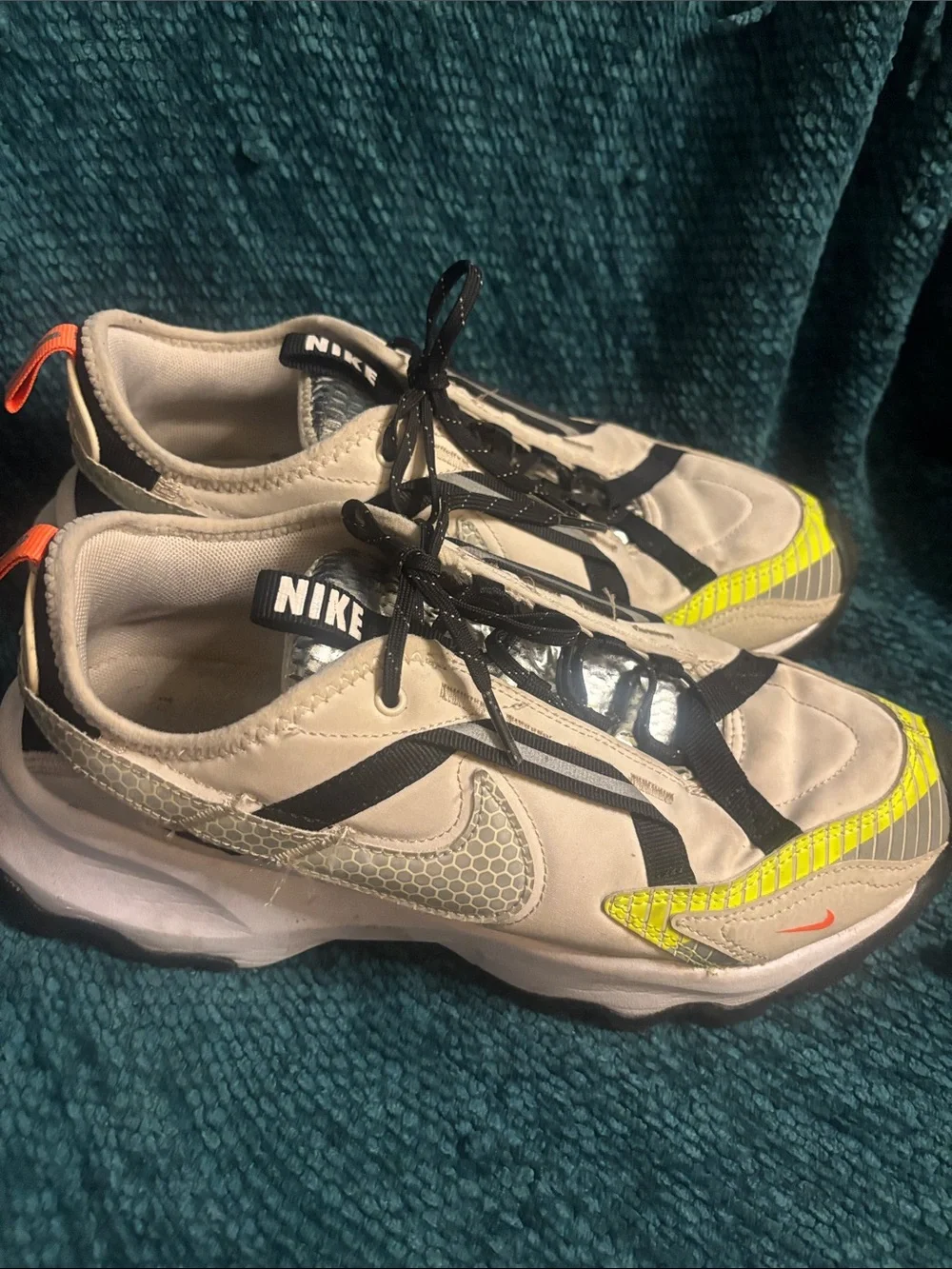 Nike Men’s Athletic Shoes in White, Black and Neon Yellow